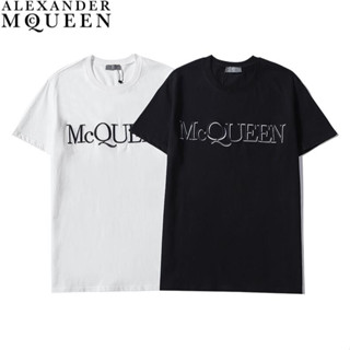 Alexander McQueen เสื้อยืดแขนสั้น ผ้าฝ้าย ปักลาย แฟชั่น สําหรับทุกเพศ