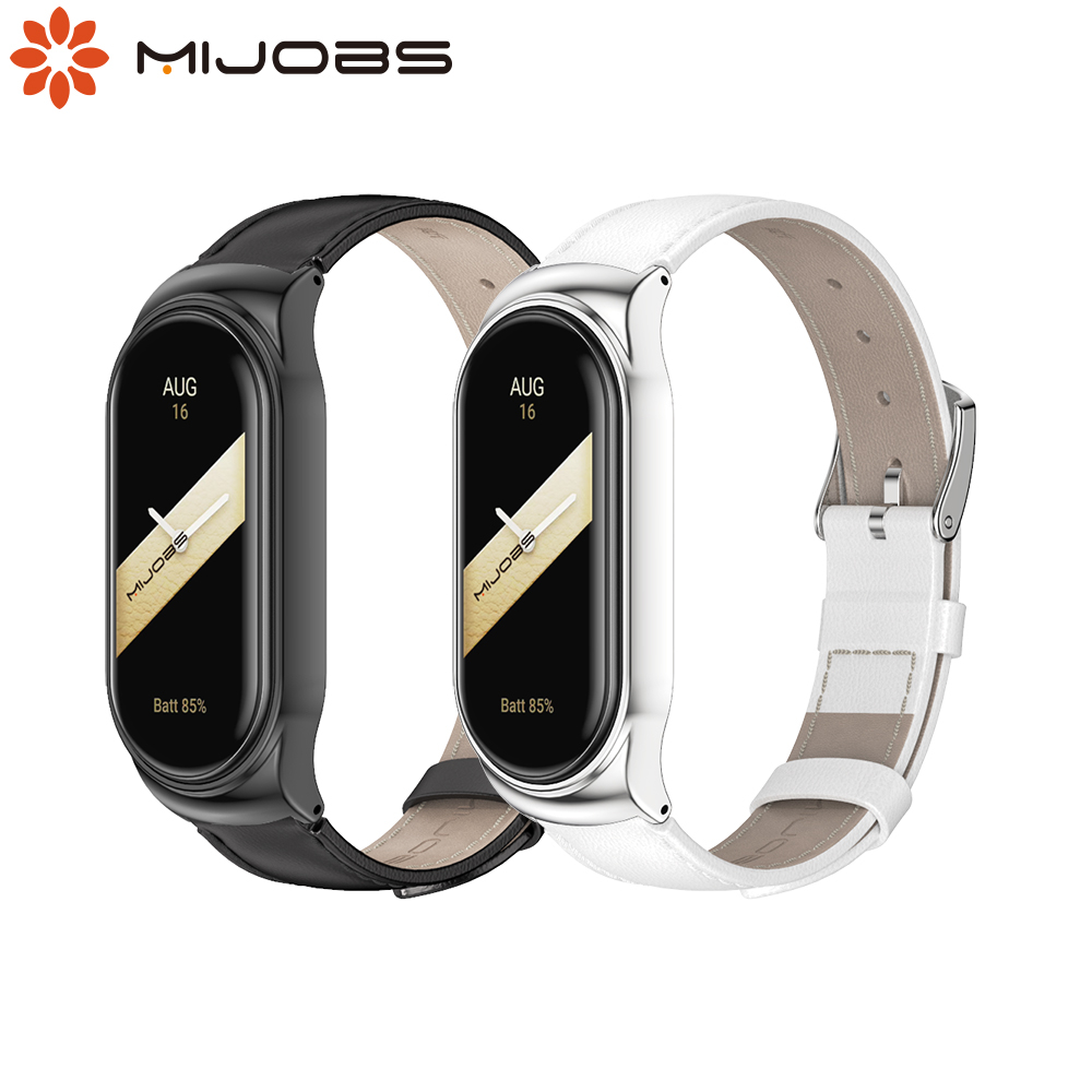 Mijobs สําหรับ Xiaomi Mi Band 9 8/Mi สมาร์ท Band 8 สายหนังแท้ใช้งานร่วมกับ Xiaomi Mi Band 8 Mi Band 