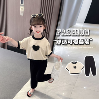 [พร้อมส่ง] ชุดเสื้อแขนสั้น ลําลอง สไตล์เกาหลี แฟชั่นฤดูร้อน สําหรับเด็กผู้หญิง 1-11 ปี 2023