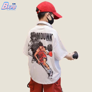 Bxpb เสื้อยืดลําลอง ผ้าฝ้าย แขนสั้น ระบายอากาศ ลายการ์ตูนอนิเมะ ทรงหลวม ใส่สบาย เหมาะกับฤดูร้อน สําหรับเด็กผู้ชาย 100-160 ซม.