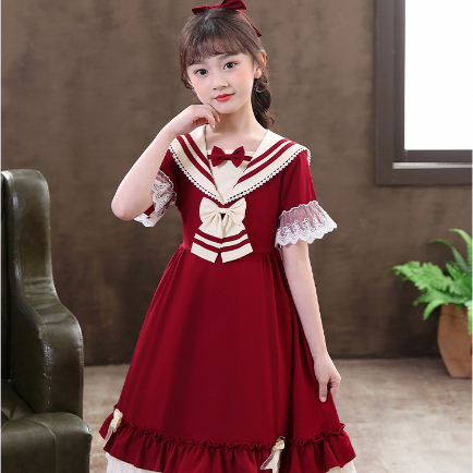 3-14 ปีสาวชุดฤดูร้อนชุดเด็กหวานสาวน้อยแขนสั้นสไตล์ต่างประเทศชุดเจ้าหญิงโลลิต้ากระโหลกคอปกน้ำเงินชุดเจ้าหญิงชุดวันเกิดสาวน้อยกระโปรง - รูปที่ 7