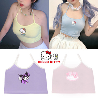 เสื้อกล้ามเซ็กซี่ พิมพ์ลายการ์ตูน Hello Kitty Kuromi Melody Cinnamoroll น่ารัก สําหรับผู้หญิง