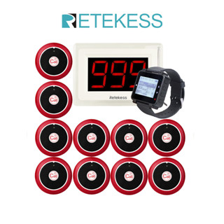 Retekess T114 ระบบโทรแบบไร้สาย ระบบติดตามวิทยุ พร้อมตัวรับสัญญาณ T128 1 ชิ้น และปุ่มโทร 10 ปุ่ม