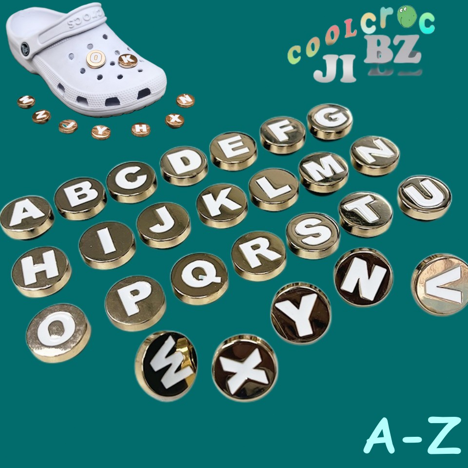 Jibbitz ตัวอักษร Crocs เครื่องประดับอัลลอย สําหรับตกแต่งรองเท้า Crocs สําหรับเด็กผู้ชาย และเด็กผู้หญิง
