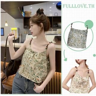 Fulllove เสื้อกล้ามวินเทจ ลายดอกไม้ สำหรับสตรี &amp; เสื้อสายเดี่ยวY2K crop top