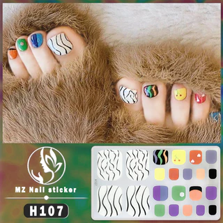 H101-150 สติกเกอร์ฟอยล์ ลายการ์ตูนเรขาคณิต 3D มีกาวในตัว กันน้ํา สําหรับติดตกแต่งเล็บเท้า DIY