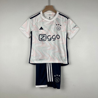 เสื้อกีฬาแขนสั้น ลายทีมชาติฟุตบอล AFC Ajax Away 2023-24 Season ชุดเยือน สําหรับเด็ก