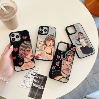 [Case Tify] เคสโทรศัพท์มือถือ PC แข็ง กันกระแทก ลายเด็กผู้หญิงสุดเท่ พร้อมกระจก สําหรับ iPhone 14 Pro Max 13 Pro Max 12 Pro Max 11 14 Plus