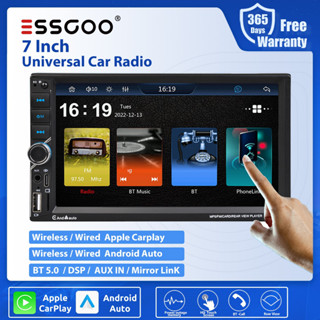 Essgoo เครื่องเล่นวิดีโอไร้สาย 2 Din 7 นิ้ว สําหรับรถยนต์ Android DSP AUX 2din