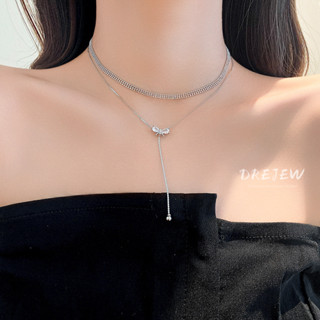 Drejew เกาหลี โบ พู่ สองชั้น สร้อยคอ เฉพาะบุคลิกภาพ ใหม่ สร้อยคอ
