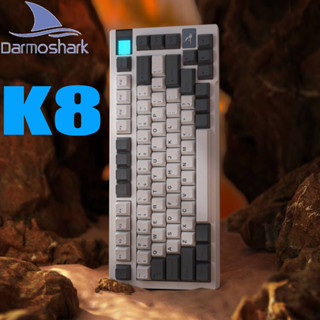 Darmoshark K8 คีย์บอร์ดไร้สายบลูทูธ 81 คีย์ ปลั๊กไฟ RGB หน้าจอสี