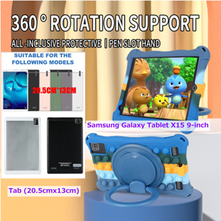 360 degree rotating Stand Case For Samsung Galaxy Tablet X15 9 Inch Case Tab (20.5cmx13cm) Soft Silicone Case Pop Stress-Relieve Case Push It Bubble Stand Cover