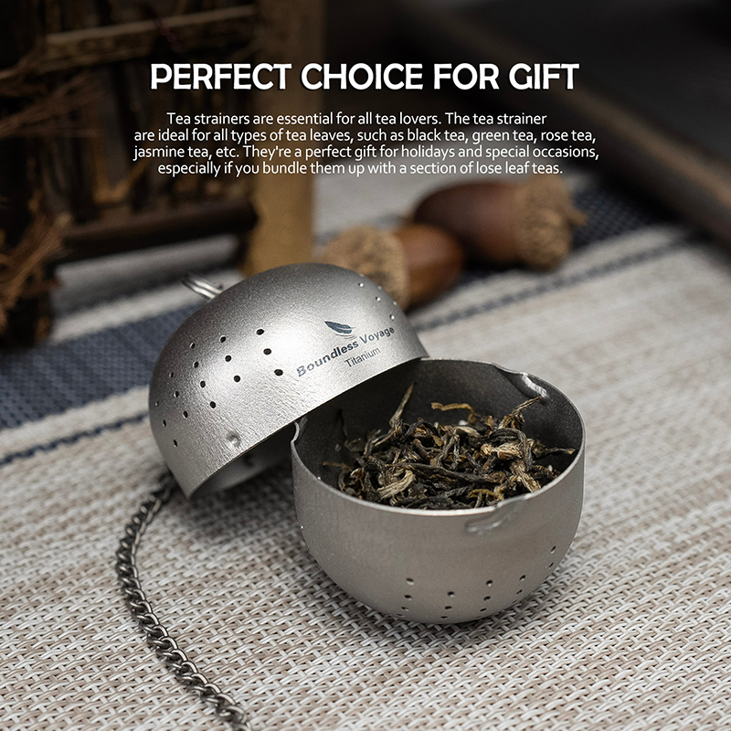 Boundless Voyage ไทเทเนียมชา Ball Infuser ขยายโซ่กรองชาแก้วกาน้ําชาหลวมชาเครื่องเทศ Home Kitchen เคร