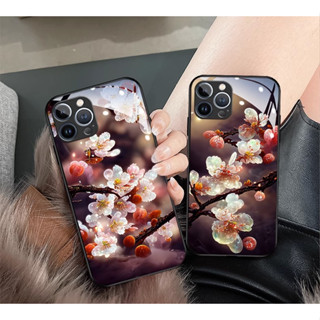 Zz Ziy เคสโทรศัพท์มือถือแบบแก้ว เต็มจอ ลายดอกพลัม สําหรับ huawei P30 P20 lite P10 plus P40 pro mate 20 pro 20X 10 pro 30