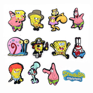 จี้รูปรองเท้าน่ารัก PVC อุปกรณ์เสริม สําหรับ Crocs Spongebob Series Jibbitz 1 ชิ้น