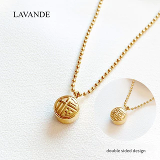 [LAVANDE] สร้อยคอเหล็กไทเทเนียม Fuzi สร้อยคอกันน้ําทอง 18K หรูหราความรู้สึกระดับไฮเอนด์ Fuxi สองด้านสร้อยคอไม่ซีดจางหญิง X01L0501
