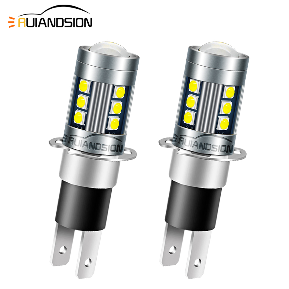 Ruiandsion H3C หลอดไฟ LED 10-30V 3030 15SMD ชิปสีขาว Amber สีเหลืองสําหรับรถยนต์หมอกหลอดไฟวิ่งกลางวัน
