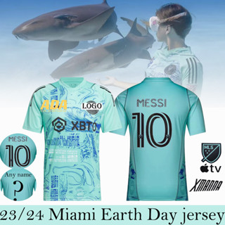 [พร้อมส่ง] เสื้อกีฬาแขนสั้น ลายทีมชาติฟุตบอล MIAMI Earth Day 23-24 ชุดเหย้า สําหรับผู้ชาย