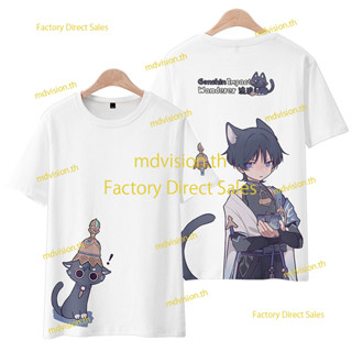 ใหม่ เสื้อยืดแขนสั้นลําลอง พิมพ์ลายอนิเมะญี่ปุ่น Genshin Impact Kunikuzushi 3D ทรงหลวม สําหรับผู้ชาย และผู้หญิง