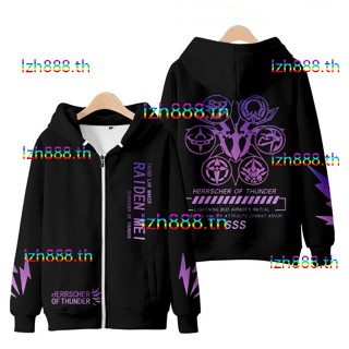 ใหม่ เสื้อกันหนาว เสื้อแจ็กเก็ต แขนยาว มีฮู้ด พิมพ์ลายอนิเมะ Honkai Impact 3 Raiden Mei มีซิป ทรงหลวม สไตล์ญี่ปุ่น คอสเพลย์ แฟชั่นสําหรับผู้ชาย และผู้หญิง