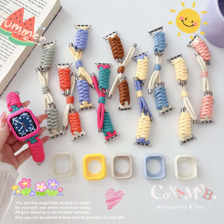 【Band+Case】สายนาฬิกาข้อมือไนล่อน แฮนด์เมด สําหรับ iwatch Serie 8 7 6 SE 5 4 3 2 iwatch Band 44 มม. 45 มม. 41 มม. 40 มม. 38 มม. 49 มม. 42 มม.