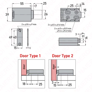 Naierdi แม่เหล็กประตูจับ Heavy Duty Push เพื่อเปิดตู้จับสําหรับซ่อนมือจับประตูเปลี่ยนตู้สลัก