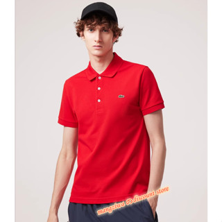 เสื้อโปโลแขนสั้น Lacoste เสื้อโปโล แขนสั้น สีแดง สําหรับผู้ชาย