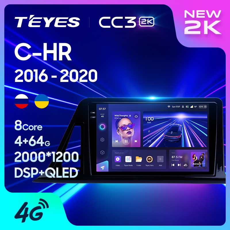 Teyes CC3 2K เครื่องเล่นมัลติมีเดีย เครื่องนําทางสเตอริโอ GPS Android 10 No 2din 2 din dvd สําหรับ Toyota C-HR CHR 2016-2020