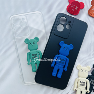 เคสโทรศัพท์ซิลิโคน TPU แบบนิ่ม ลายการ์ตูนหมี อเนกประสงค์ สามารถปรับได้ สีดํา สําหรับ Oukitel C32