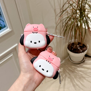 เคสหูฟัง ลายสุนัข หมูสีชมพู สีขาว สําหรับ AirPods 1 2 3 Pro 1 2 AirPods Pro 1 2 3