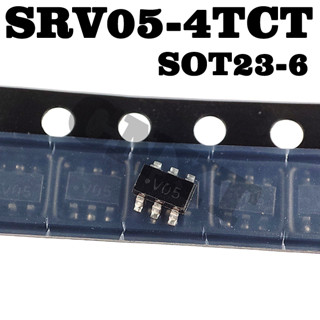 ชิ้นส่วนอิเล็กทรอนิกส์ V05 SRV05-4. 10 ชิ้นต่อล็อตTct ชิปไดโอดหน้าจอผ้าไหม V05 SOT23-6 5V 4 สาย TVS