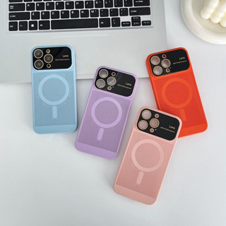 【ขนาดใหญ่ หน้าต่าง เซลลูล่าร์ ระบายความร้อน PC บางเฉียบ เคสแข็ง / สีชมพู】เคส iPhone เข้ากันได้กับ iPhone 11 12 13 14 pro max เคส