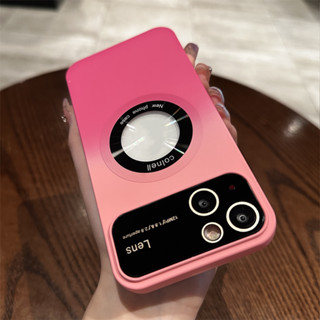 【Gradient color soft case/Large Window/Pink】เคส compatible for iPhone 11 12 13 14 pro max case