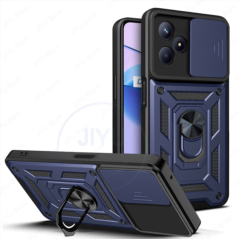 เคสแข็ง Realme C53 C55 RMX3760 RMX3710 Push pull Slide Lens Armor Stand เคสโทรศัพท์กันกระแทก