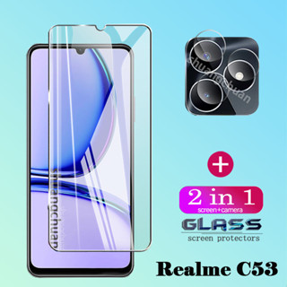 2 in 1 ฟิล์มกระจกนิรภัยกันรอยหน้าจอ และเลนส์กล้อง 3D HD สําหรับ Realme C53 Realme C55 Realme C35