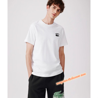 Lacoste เสื้อยืด คอกลม แขนสั้น ผ้าฝ้าย สีขาว สําหรับผู้ชาย