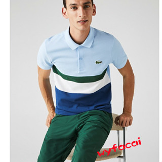 เสื้อโปโลแขนสั้น Lacoste เสื้อโปโล แขนสั้น ลายทาง สําหรับผู้ชาย