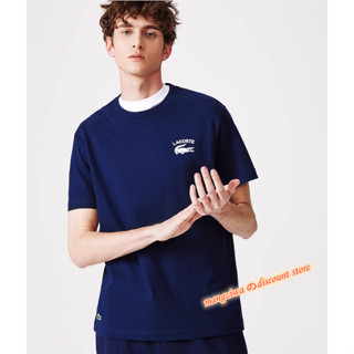 Lacoste เสื้อยืด คอกลม แขนสั้น สีน้ําเงินเข้ม สําหรับผู้ชาย เสื้อยืดผู้ชาย