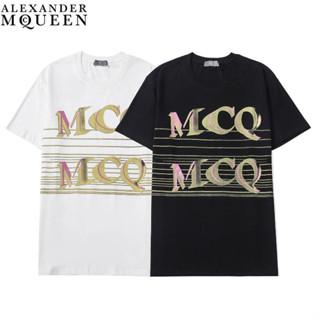 Alexander Mcqueen เสื้อยืดแขนสั้น ผ้าฝ้าย พิมพ์ลาย แฟชั่น สําหรับทุกเพศ