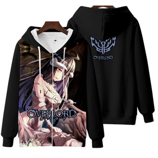 ใหม่ เสื้อกันหนาว เสื้อแจ็กเก็ต แขนยาว มีฮู้ด พิมพ์ลายอนิเมะ Overlord 3 มิติ มีซิป ทรงหลวม สไตล์ญี่ปุ่น แฟชั่นสําหรับผู้ชาย และผู้หญิง