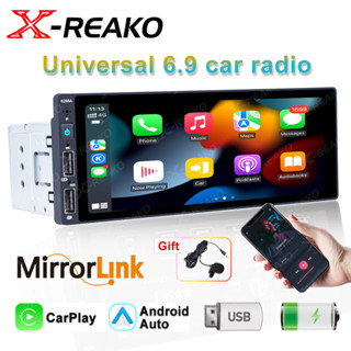 เครื่องเล่นมัลติมีเดีย MP5 วิทยุ 1 Din สเตอริโอ 6.9 นิ้ว 1Din บลูทูธ พร้อม Carplay Android Auto สําหรับรถยนต์