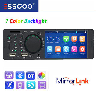 Essgoo เครื่องเล่น MP5 วิทยุ FM บลูทูธ 1 Din หน้าจอสัมผัส 4.1 นิ้ว 1 Din สําหรับรถยนต์