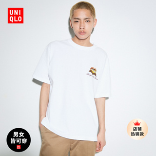 Uniqlo เสื้อยืดแขนสั้น ผ้าฝ้าย สําหรับผู้ชาย และผู้หญิง