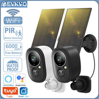 Evkvo กล้องวงจรปิดไร้สาย 8MP 4K พลังงานแสงอาทิตย์ WIFI 6000mAh 5MP พร้อมแผงพลังงานแสงอาทิตย์ กันน้ํา IP H.265 PIR มองเห็นกลางคืน