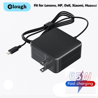 Elough อะแดปเตอร์พาวเวอร์ซัพพลาย 65W USB C ปลั๊ก EU US UK สําหรับชาร์จแล็ปท็อป Lenovo Xiaomi