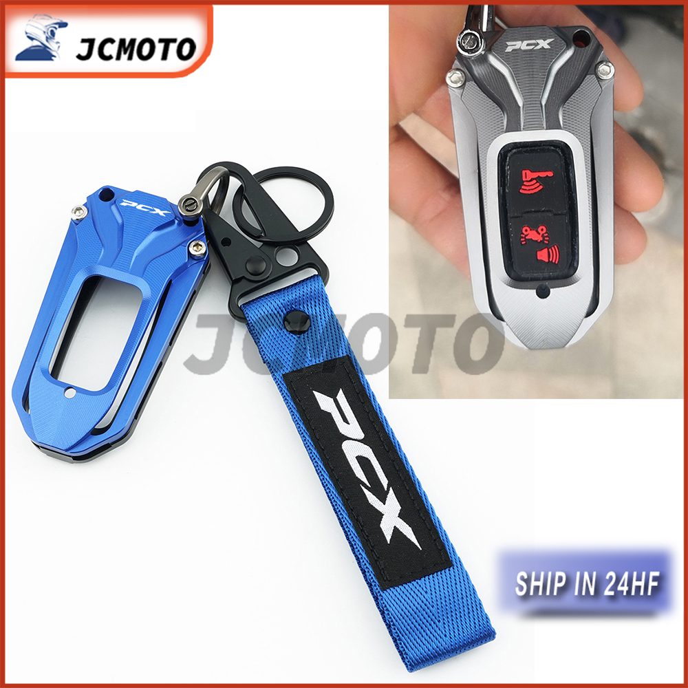 เคสกุญแจรถจักรยานยนต์ อะลูมิเนียม CNC และพวงกุญแจ ปักลาย สําหรับ PCX 150 160 PCX160 PCX150 2021-2023