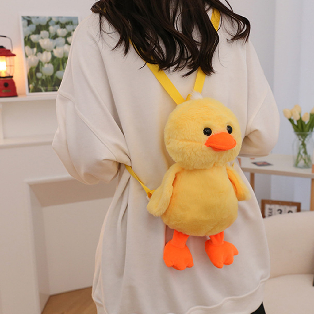 Kawaii กระเป๋าเป้สะพายหลัง ตุ๊กตาเป็ดสีเหลือง