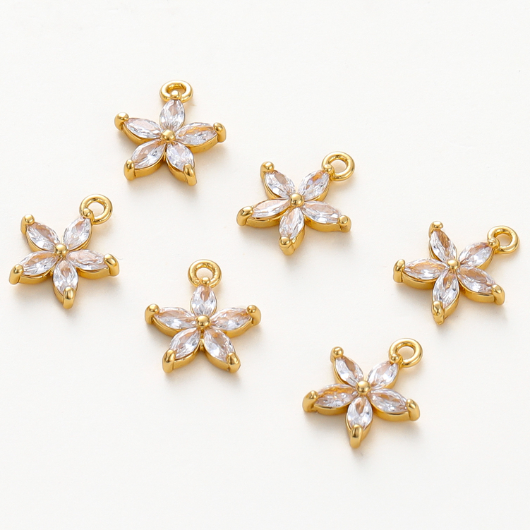 St. kunkka 2 ชิ้นจี้เพทายดอกไม้ 18K ไม่ซีดจาง ไม่ทําให้เกิดอาการแพ้ สําหรับทําสร้อยคอ สร้อยข้อมือ DIY — صورة 2