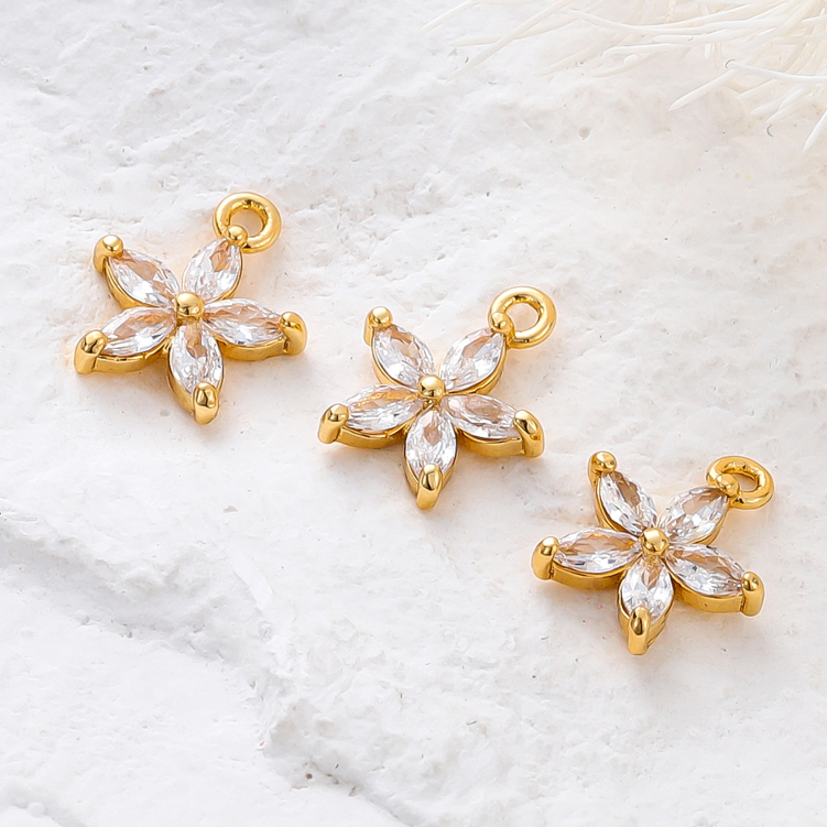 St. kunkka 2 ชิ้นจี้เพทายดอกไม้ 18K ไม่ซีดจาง ไม่ทําให้เกิดอาการแพ้ สําหรับทําสร้อยคอ สร้อยข้อมือ DIY — صورة 4