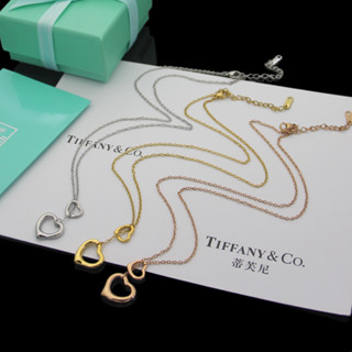 [Fashion Jewelry] T&amp;CO. แฟชั่นใหม่ 2023 เครื่องประดับแฟชั่น สร้อยคอ รูปหัวใจคู่ สามสี คลาสสิก พร้อมโลโก้